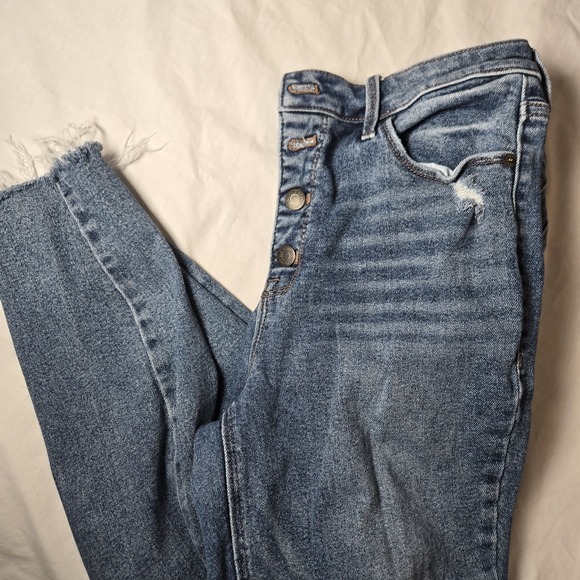 Old Navy Denim - Old Navy Rockstar Super Skinny Jeans Womens 12 Blue Denim Cotton Stretch Distres